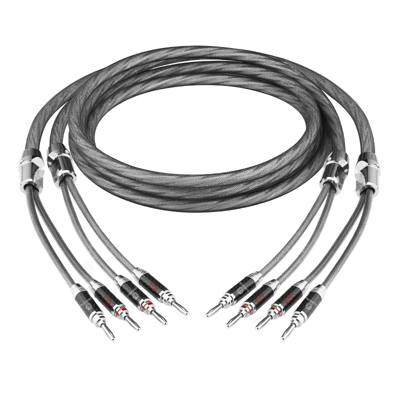 ATAUDIO Ein Paar HiFi OCC versilbertes Lautsprecherkabel für Verstärker, Lautsprecher, Hifi-Systeme, Bananenstecker, Lautsprecherkabel 3