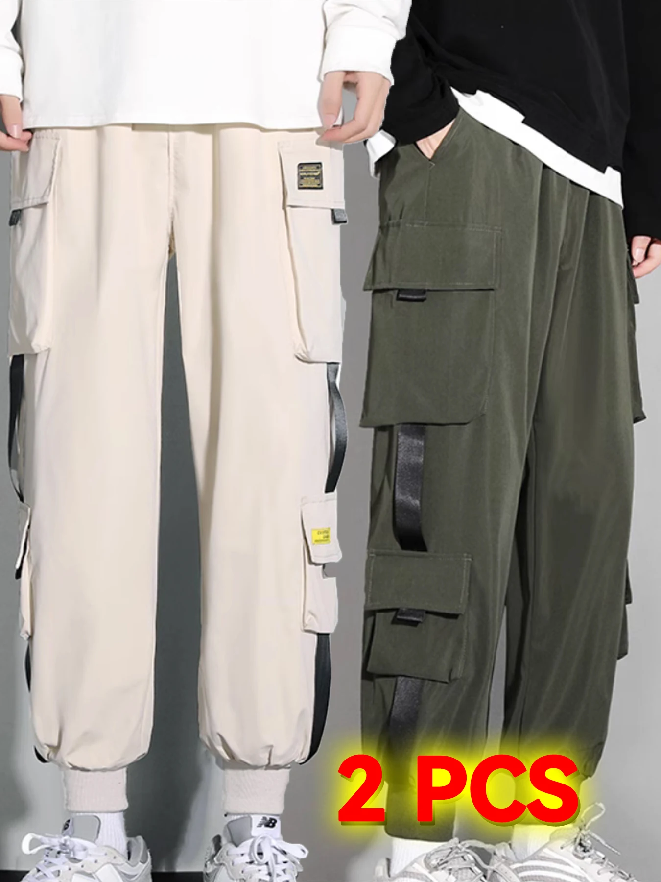 

Men's Fashion New Beach Pants Joggers Streetwear Sweatpants Casual Pants Loose Summer Solid Color Long Drawstring Streetwear