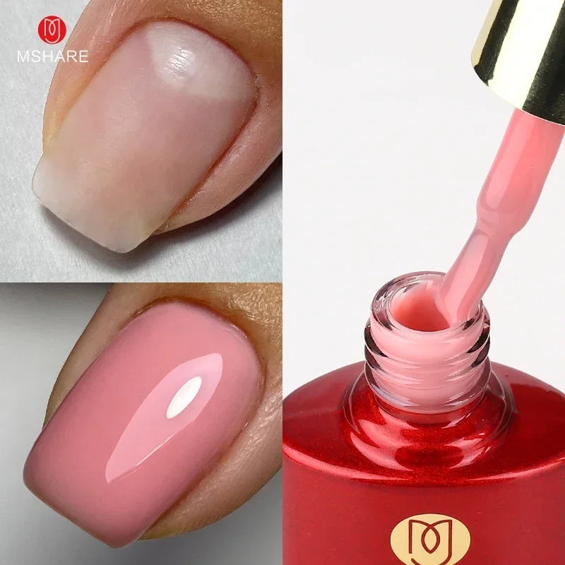 MSHARE Milchrosa Gummibasisgel Camouflage Color Coat Soak Off Nails Gels Lack Lack 10 ml UV-LED-Gel-Nagellack TPO-freies Gel