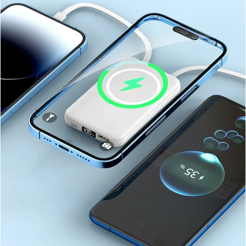 Ranwomen 20000mAh Wireless Power Bank Portable Magnetic Powerbank Fast Charge External Battery for Magsafe for Xiaomi iPhone