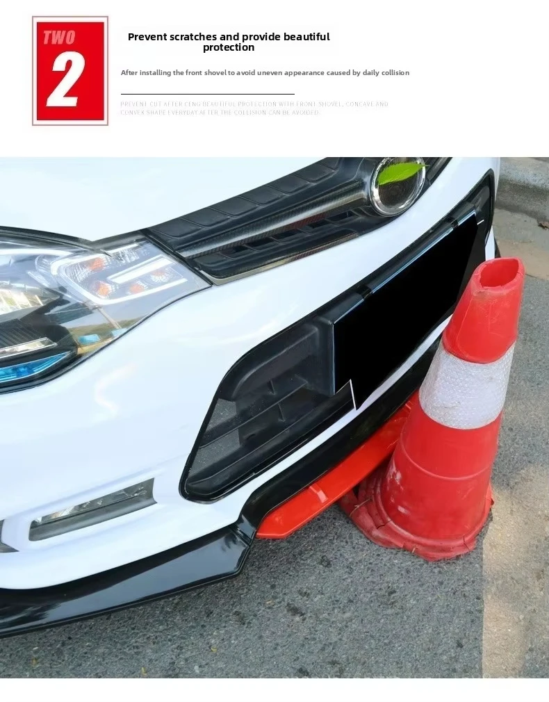 Vierteiliger Universeller Auto-Diffusor Frontlippe Frontspoiler Auto-Karosserie-Kit Schwarz&Rot Frontspoiler – Detail 12