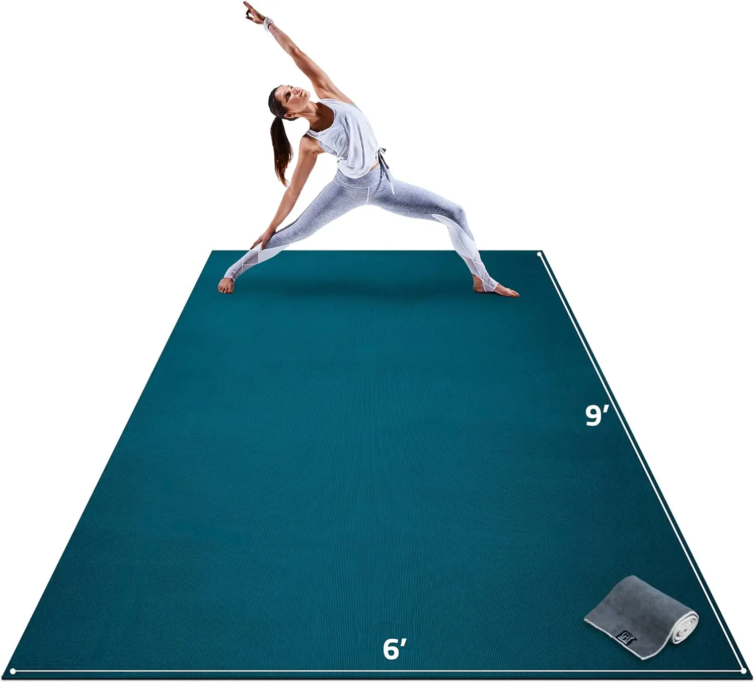 Gorilla Mats Premium Extra Large Yoga Mat – 9' x 6' x 8mm Extra Thick & Ultra Comfortable, Non-Toxic, Non-Slip Barefoot Exercise