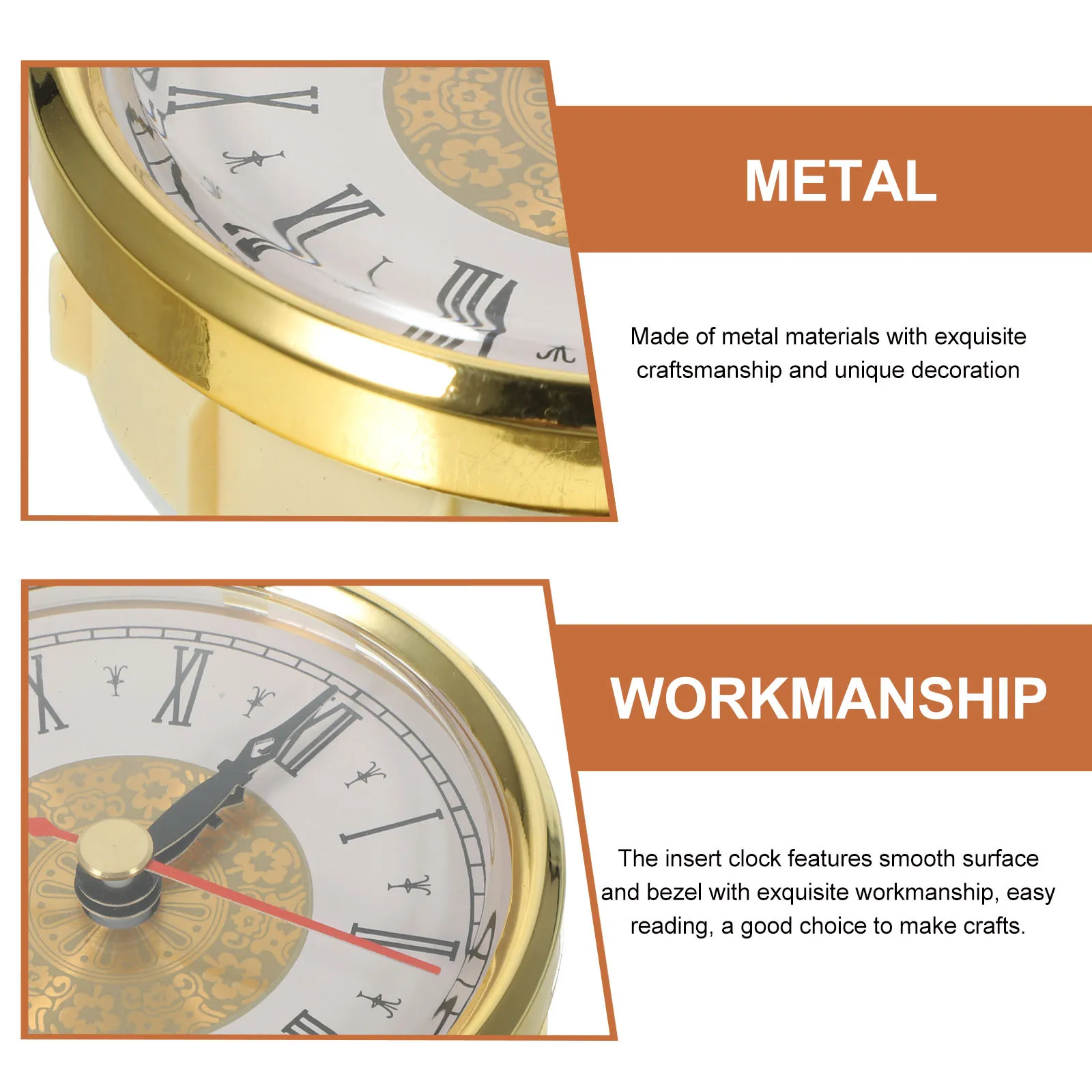 

Retro Clock Insert Round Metal Movement with Roman Numerals for DIY Decoration Quartz Clock Inserts Miniature Clocks for Crafts
