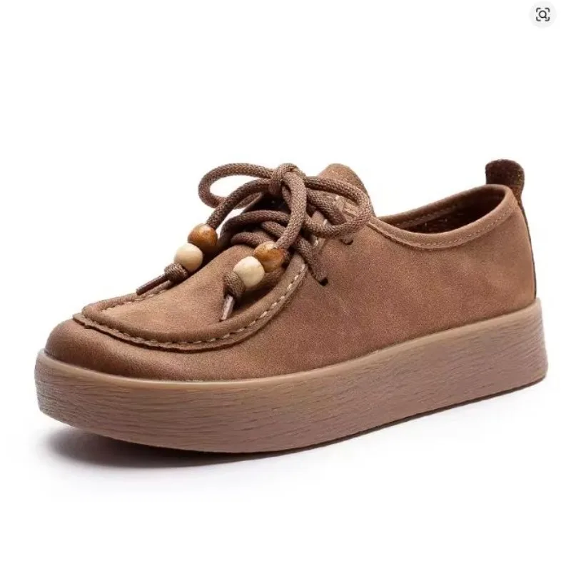 

Весенне-осенние женские повседневные туфли из натуральной кожи с мягкой подошвой, ручной работы, в стиле ретро, с глубоким вырезом и квадратным носком