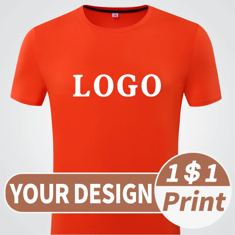 Customized summer round neck T-shirt  Image production Embroidery of clothing text logo  Breathable clothing DIY printing Custom