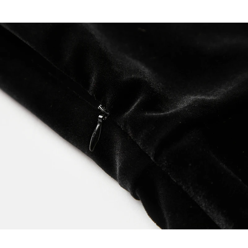 Sukienka damska Fengbaoyu z luksusowego jedwabiu aksamitnego z koronkowym wykończeniem, styl Hébó, elegancka, pełna wdzięku, francuska retro romantyczna sukienka codzienna.