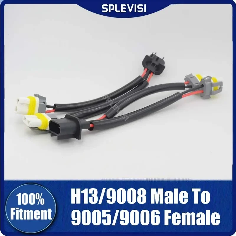 

2Pcs 2-Way Splitter Wire Conversion Wire 9008 H13 Male TO 9005 9006 H10 Female Harness Head Light Male Female Plug Ceramic