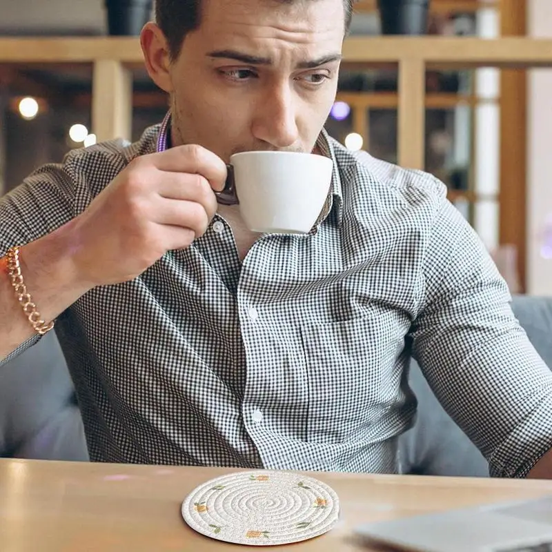 Woven Trivets For Hot Dishes Spring Flowers Rustic Non Slip Heat Resistant Table Mats Farmhouse Weave Place Mats For Dinner Part