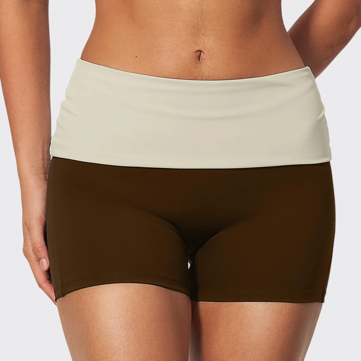 Women's Fold Over Waist Yoga Short Butt Lift Legging Short Squat Proof Tummy Control Workout Sports Breathable Running Tights
