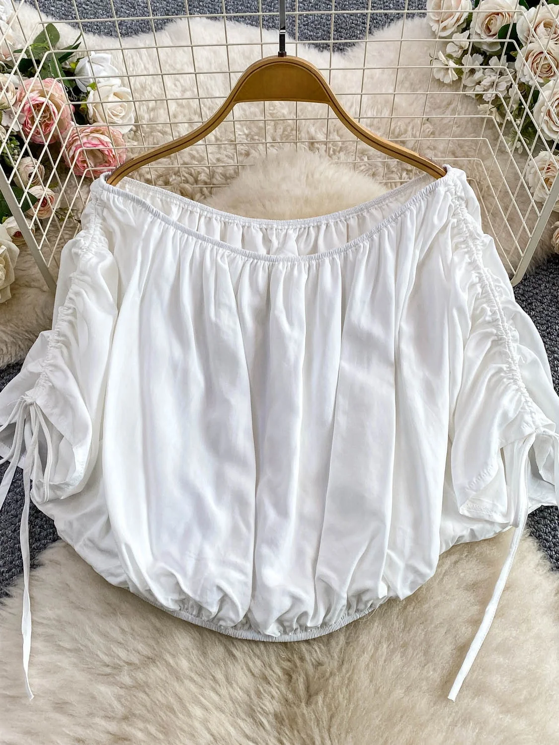 

Сексуальный шифоновый топ с ор-образным плечом Batwing Sve, женский облегающий дизайн с завязками, новинка 2025, приятный для кожи, дышащий