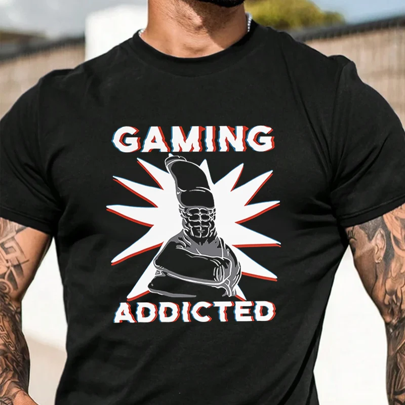 

Мужская модная футболка с принтом Gaming Addicted, повседневные модные футболки на лето, удобные топы с короткими рукавами