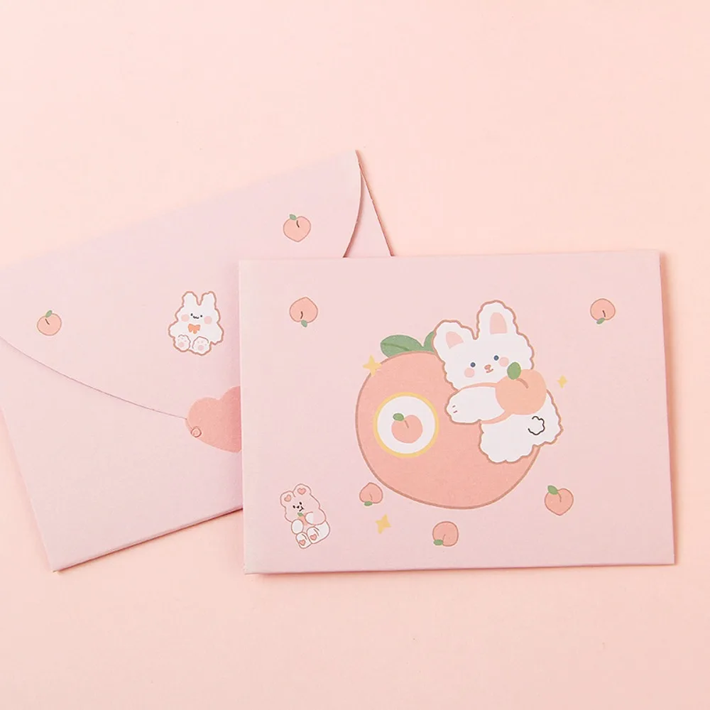 Bear Rabbit Blessing Thank Envelope Foldable Cartoon Decoration Letter Paper Beautiful Ins Cartoon Greeting Card New Year Gift