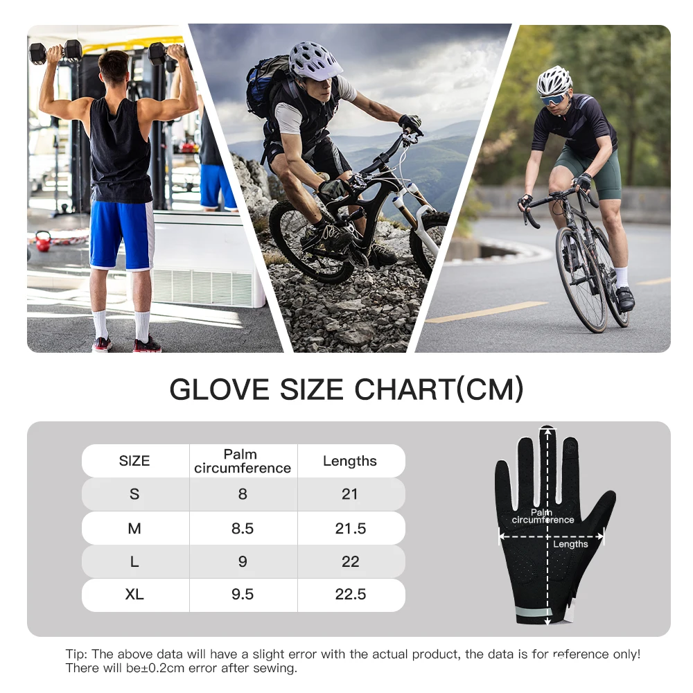 Santic Herren leichte Fahrradhandschuhe MTB Bike Warm Plus Fleece winddicht Touchscreen Rennrad Vollfinger-Winterhandschuhe – Detail 3