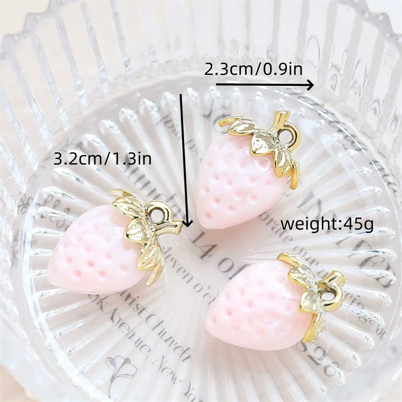 Sweet 2pcs/Lot 23*32mm Acrylic Transparent Strawberry Charms Pendants for DIY Jewelry Making Findings Accessories