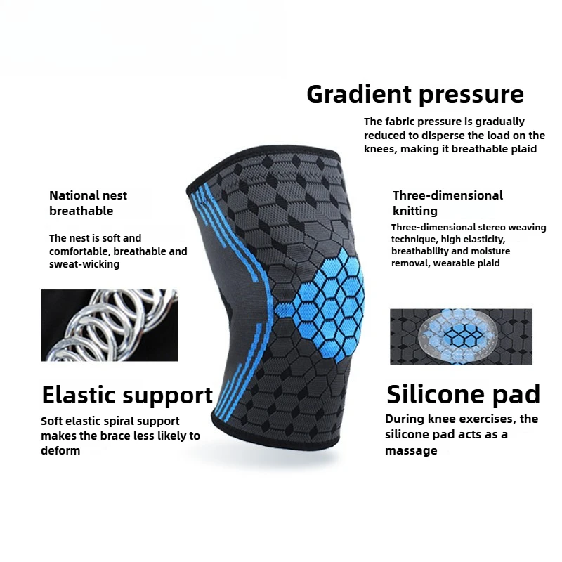 وسادات ركبة رياضية جديدة محبوكة ثلاثية الأبعاد من السيليكون تدعم النايلون قابلة للتنفس للجري وركوب الدراجات والمشي لمسافات طويلة #2