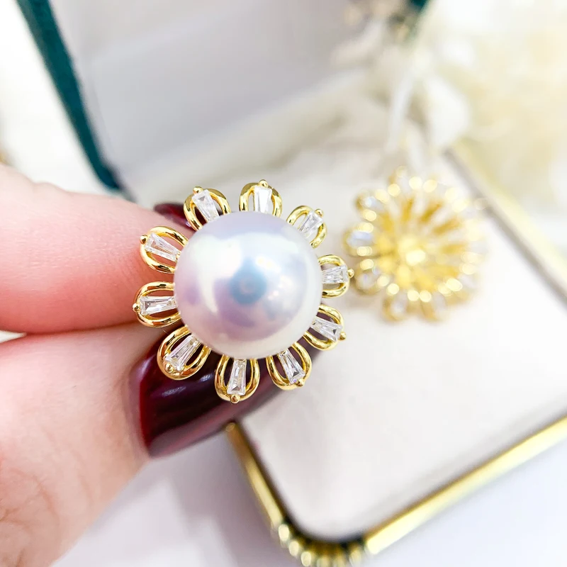 2023 New Classic Rings Resizable Design Rings Base 925 Sterling Silver Pearl Rings Settings Women DIY Pearl Rings Accessory