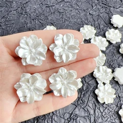 10Pcs/Lot New Creative Acrylic Flower Beads Imitation Pearl White Charm Connectors Diy Earrings Jewelry Making Resin Acessories