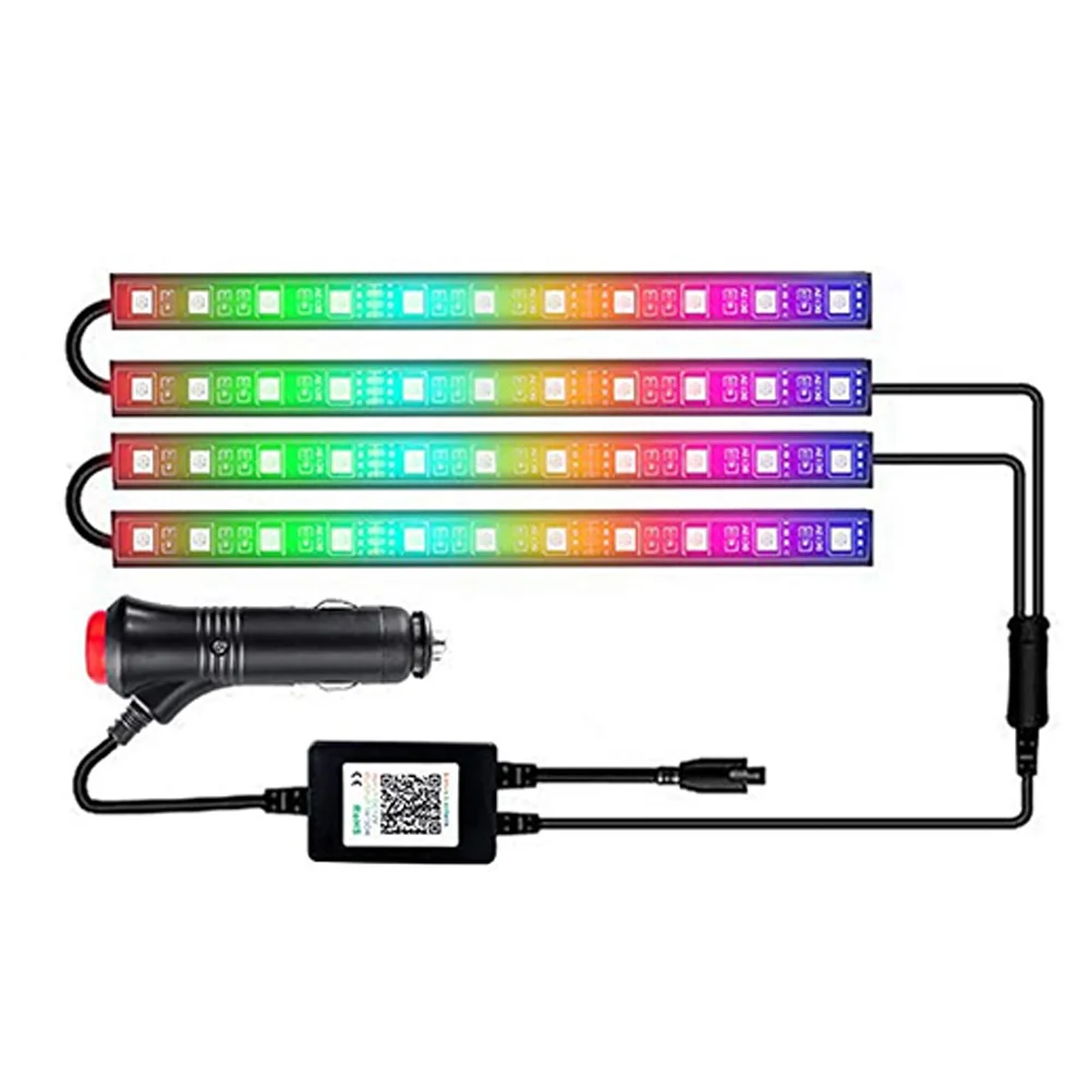 Interior Car Lights,12 LED Car LED Strip Light,Car Led Interior Lights, Bluetooth APP Control,Multi DIY Colour Music