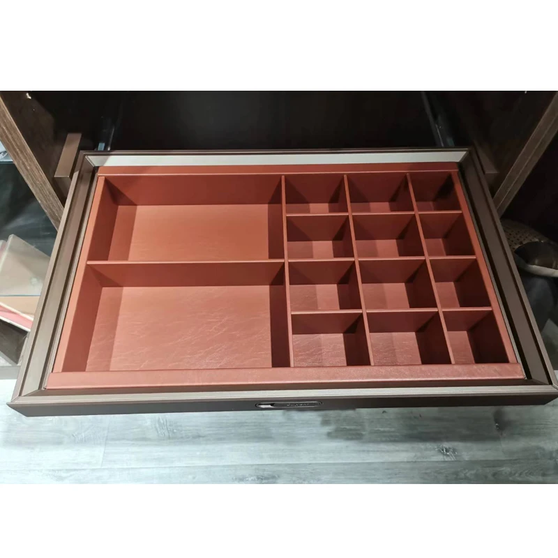 Wardrobe Drawer Style Leather Underwear Storage Basket Damping Buffering Push Pull Cabinet Grid Classification Storage Box