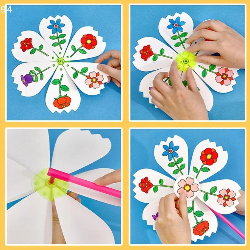 Paper Fan Coloring Windmill Fan DIY Fan For Students Coloring Supplies Enhances Children's Learning Creative Painting Windmill