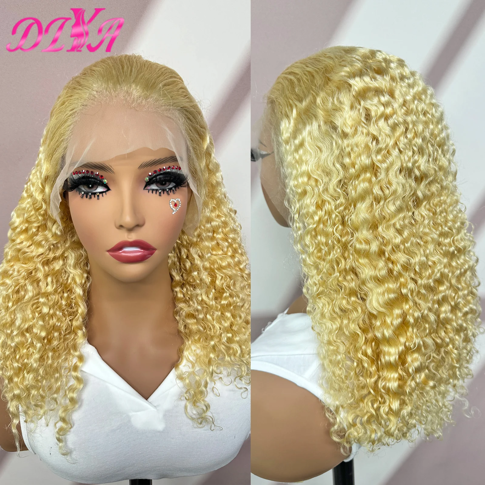 613# Blonde Water Wave Human Hair Wigs 13x4 HD Lace Frontal 250% Density Bob Curly Remy Brazilian Hair for Black Women