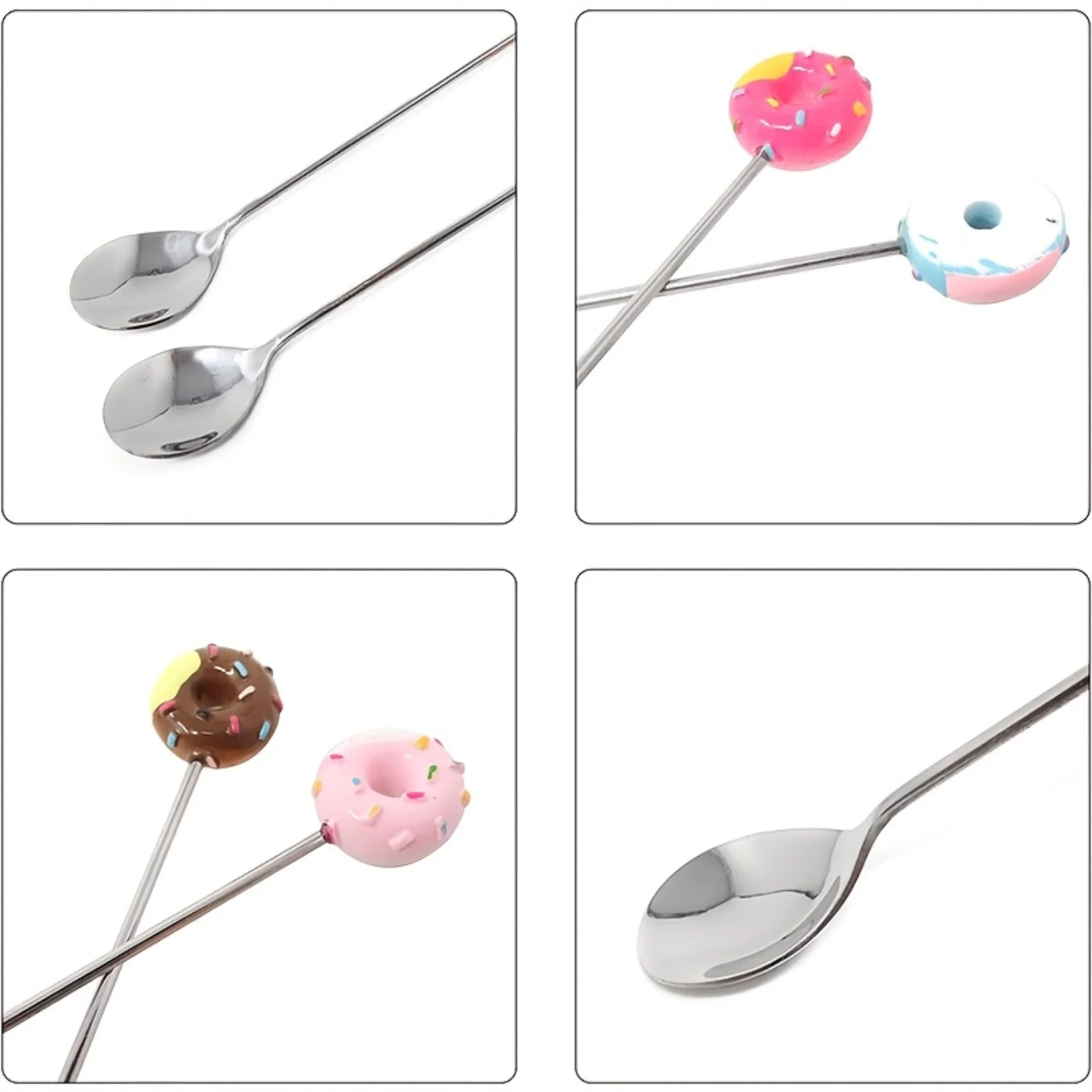 Cuchara para rosquillas de acero inoxidable, 4 Uds., para café, postres, helado, mezcla de azúcar, perfecta para la escuela, la oficina y el restaurante