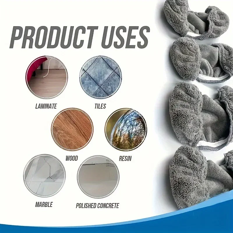 Tampon de vadrouille réutilisable 4 pièces, chiffon de vadrouille plat lavable et durable, adapté à un usage sec et humide,