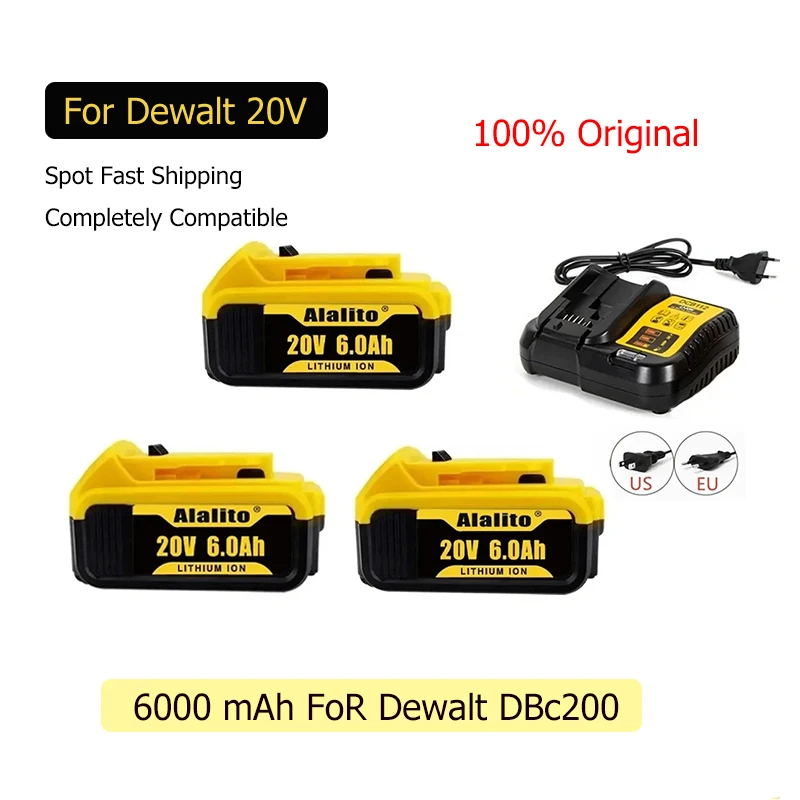 

Сменный литий-ионный аккумулятор DCB205 18 в/20 в макс. 6,0 Ач для DeWalt 18 в 20 в аккумулятор DCB184 DCB200 DCB182 DCB180 DCB181 DCB182 DCB201