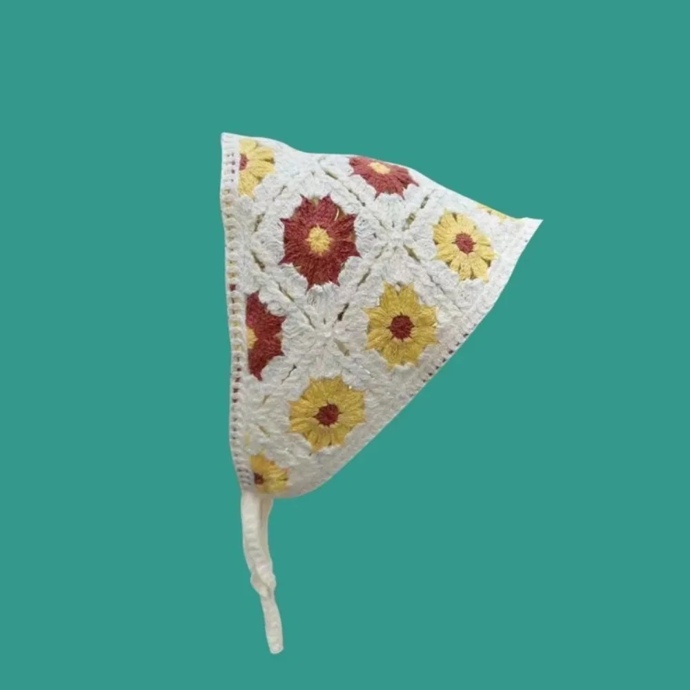 แฟชั่นโครเชต์ Turban ถักสไตล์วินเทจแถบคาดศีรษะผ้าพันคออุปกรณ์เสริมผมดอกไม้ที่มีสีสันผ้าพันคอผมสําหรับหญิงสาว