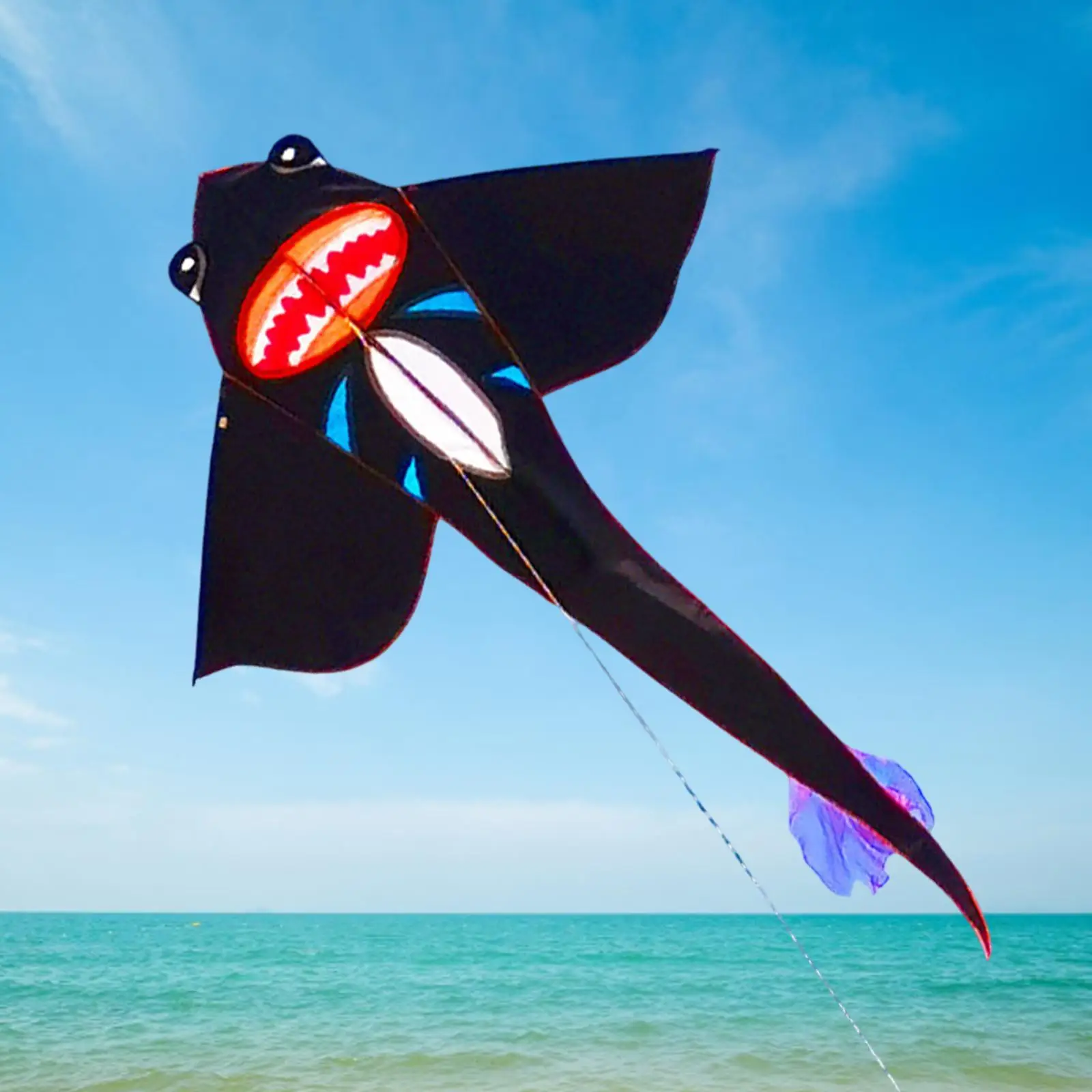 Big Kite Popular Shark Kite Stable Versatile Creative Decorative Cute Kite Shark Kite for Grasslands Outdoor Beach Sea Sports
