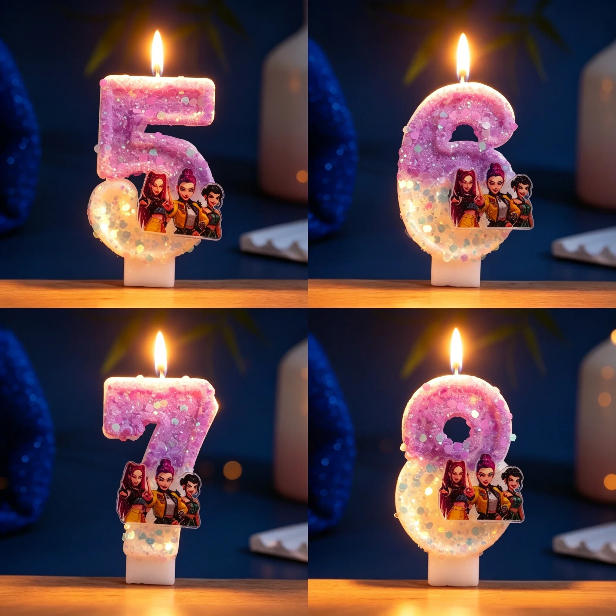 Witch Hunter Group Birthday Number Candle Holiday Cake Decoration Props Purple Glitter Creative Candle Party Supplies Factory Di
