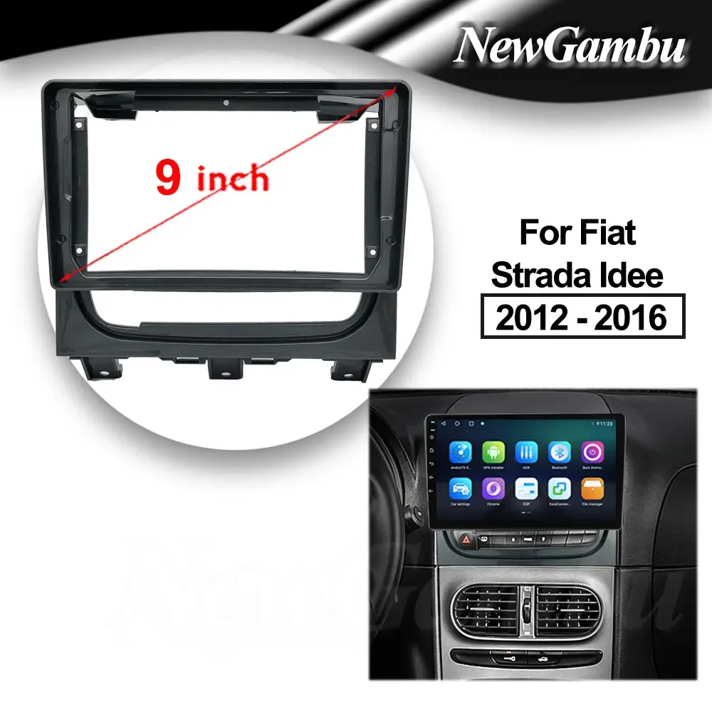 Fascia de Radio de 9 pulgadas compatible con Fiat Strada Idee 2012 - 2016, marco sin reproductor de cables, instalación de Panel embellecedor envolvente, cubierta de marco de Audio