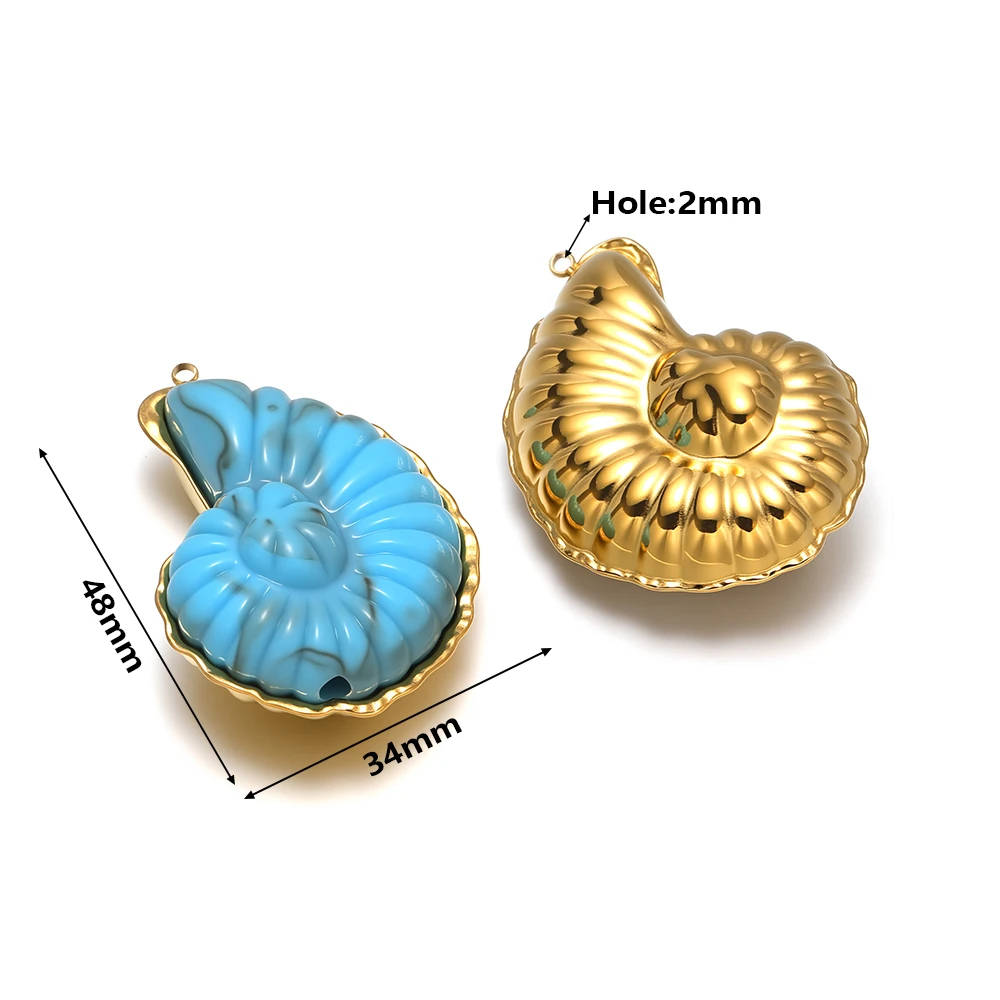 2 Stück Edelstahl-Muschelanhänger, Ozean-Serie, für DIY-Halsketten, Schmuckherstellung, Armband-Zubehör, Ohrring-Zubehör – Detail 3