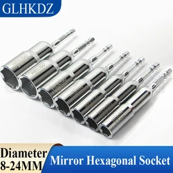 110mm 8mm-24mm manicotto a esagono incassato a specchio 1/4 codolo esagonale presa a percussione vite dado cacciavite Kit presa adattatore per cacciavite elettrico