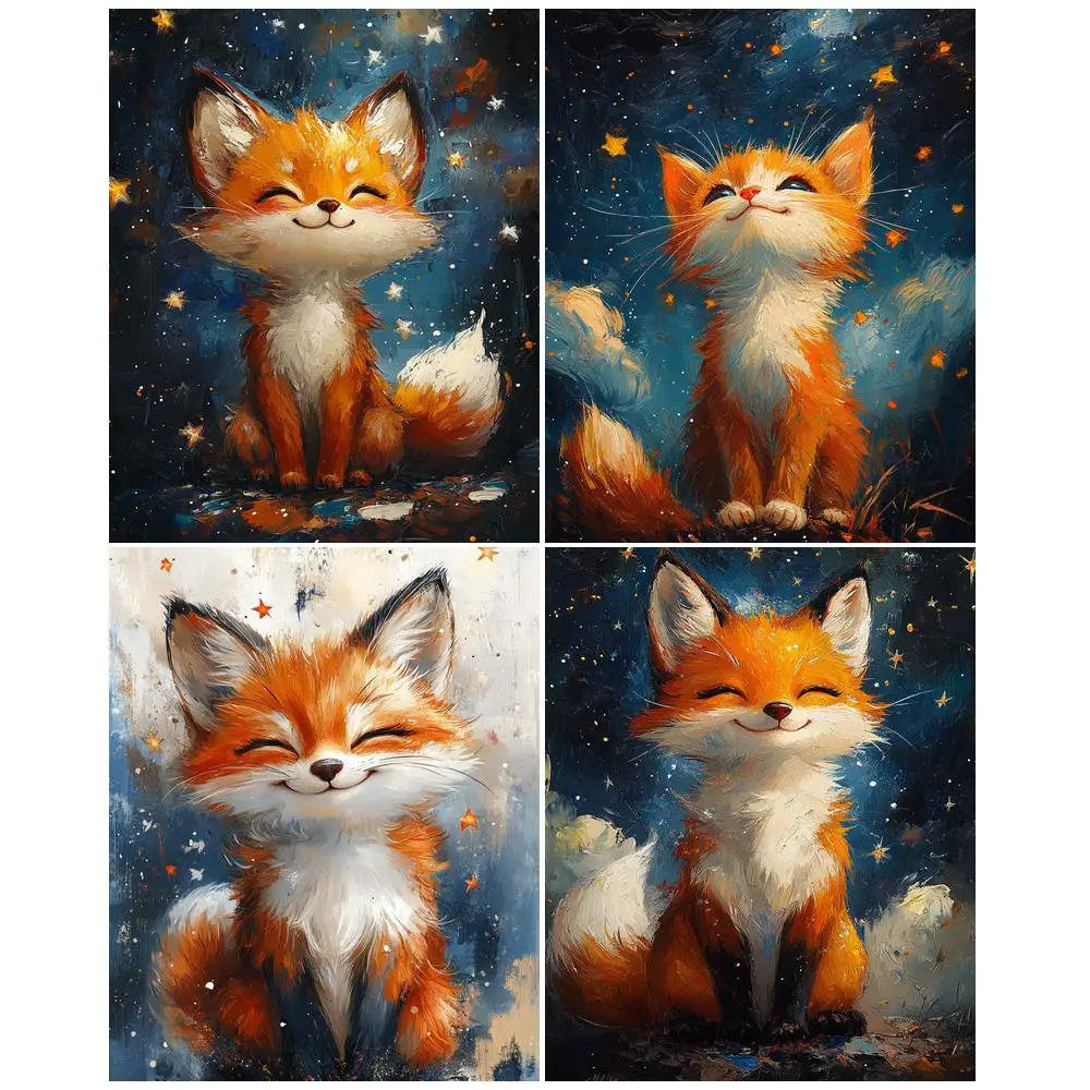 

GATYZTORY DIY Picture By Number Animals Kits Painting By Numbers Cat Fox Drawing On Canvas HandPainted Home Decoration