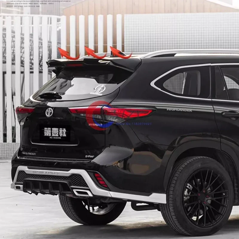 FOR Toyota Highlander 4th 2021-2024 New MC Mecha Shape Rear Trunk Spoiler Rear Wing Lip Carbon Fiber ABS Wing