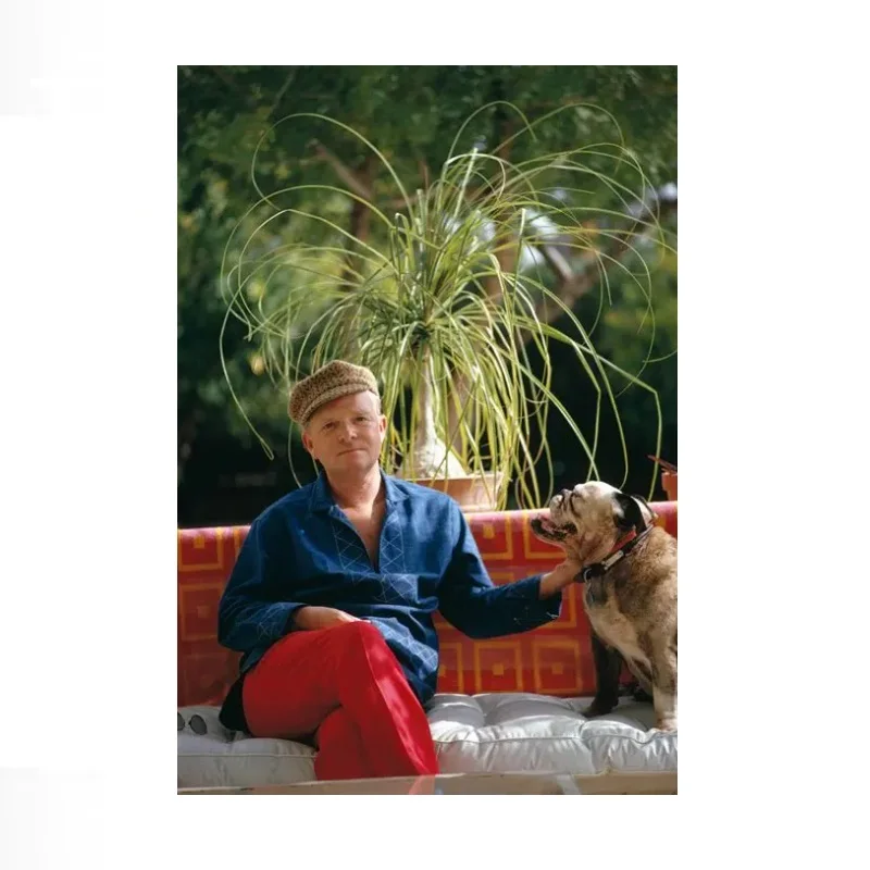 Truman Capote, Slim Aarons Estate Edition, Print Art Canvas Poster,Living Room , Home Wall Decor Picture
