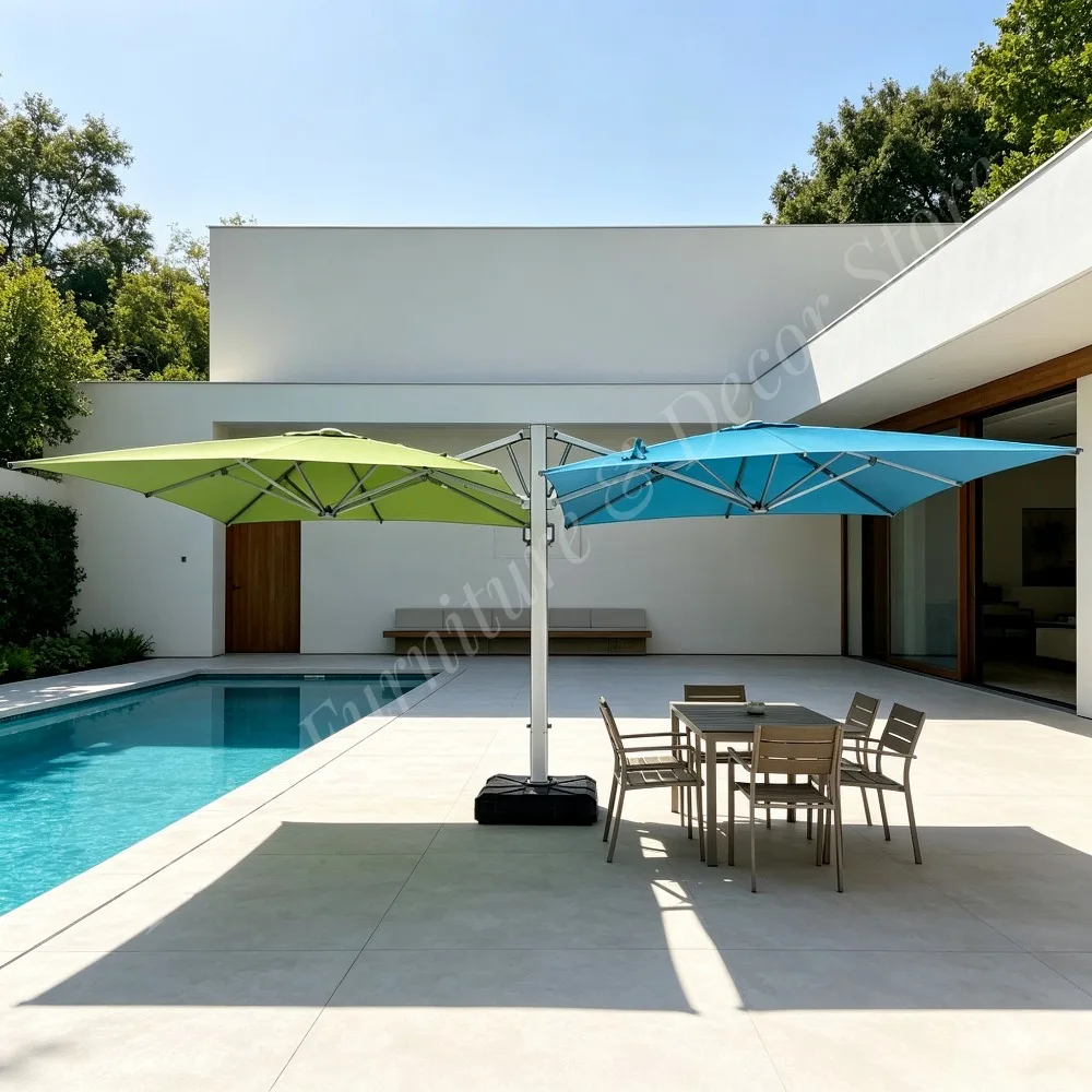 Aluminum Double Cantilever Patio Umbrella Waterproof Parasols for Garden Villa Hotel Restaurant Poolside Cafe Shading