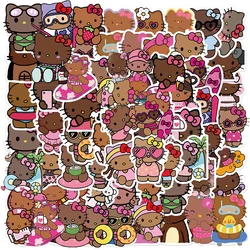 10/30/66PCS Cute Disney Black Hello Kitty Stickers Sanrio Cartoon Decals DIY Luggage Phone Bike Car Graffiti Toys Kids Sticker