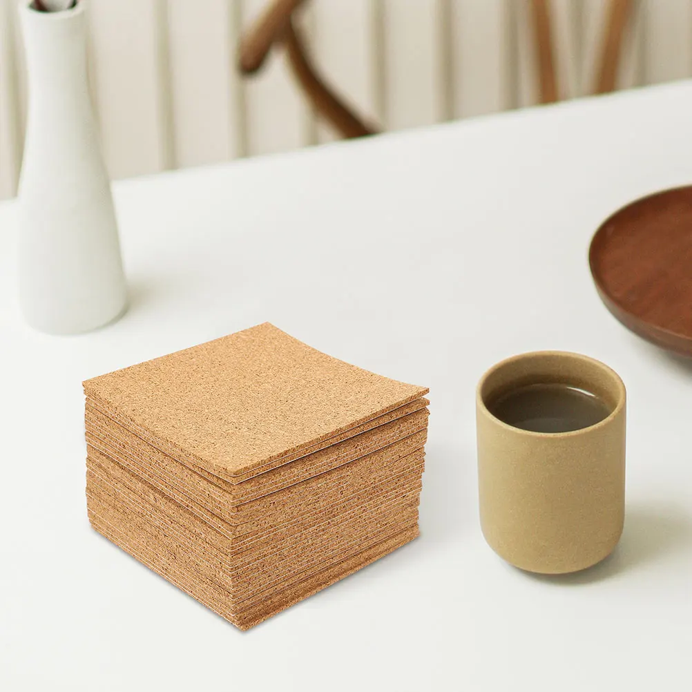 

60 Pcs Adhesive Backed Cork Mat Reusable Squares Coasters Self-adhesive Pads Backing Corks for Craft Household Miss