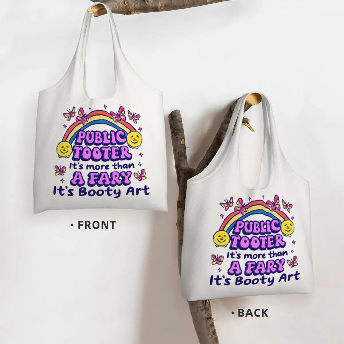 Public Tooter Booty Art Vibes Large Capacity Canvas Tote Bag Single Shoulder Commute Bag For Women Eco-Friendly Shopping Bag