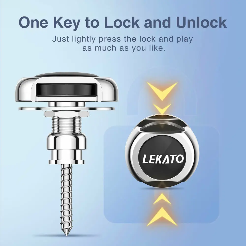 Lekato Guitar Strap Button Locks 2Pcs/1Set Guitar Strap Lock Straplock Button Quick Release Security Retainer Anti-Rust Metal