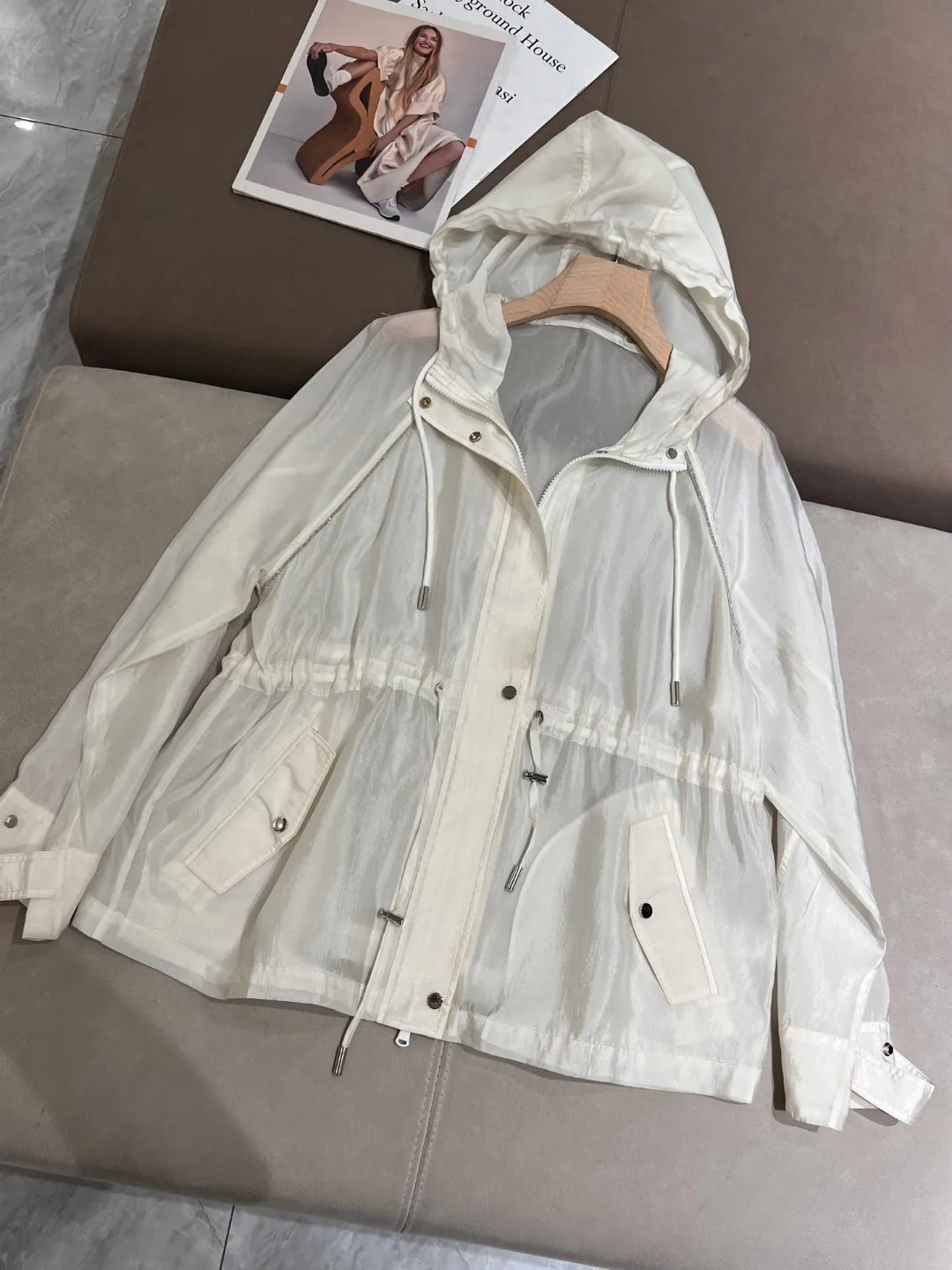 Summer casual sun proof hooded trench coat