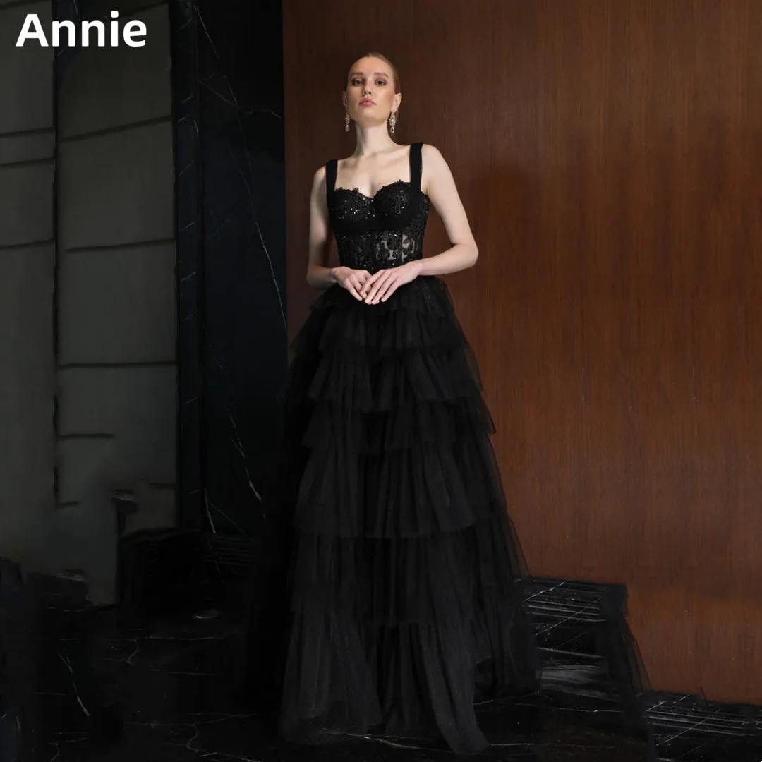 

Annie Lace Embroidery Wedding Dress Black Elegant Prom Dresses Handmade Tulle One Shoulder Cocktail Dresses Vestidos DeFiesta