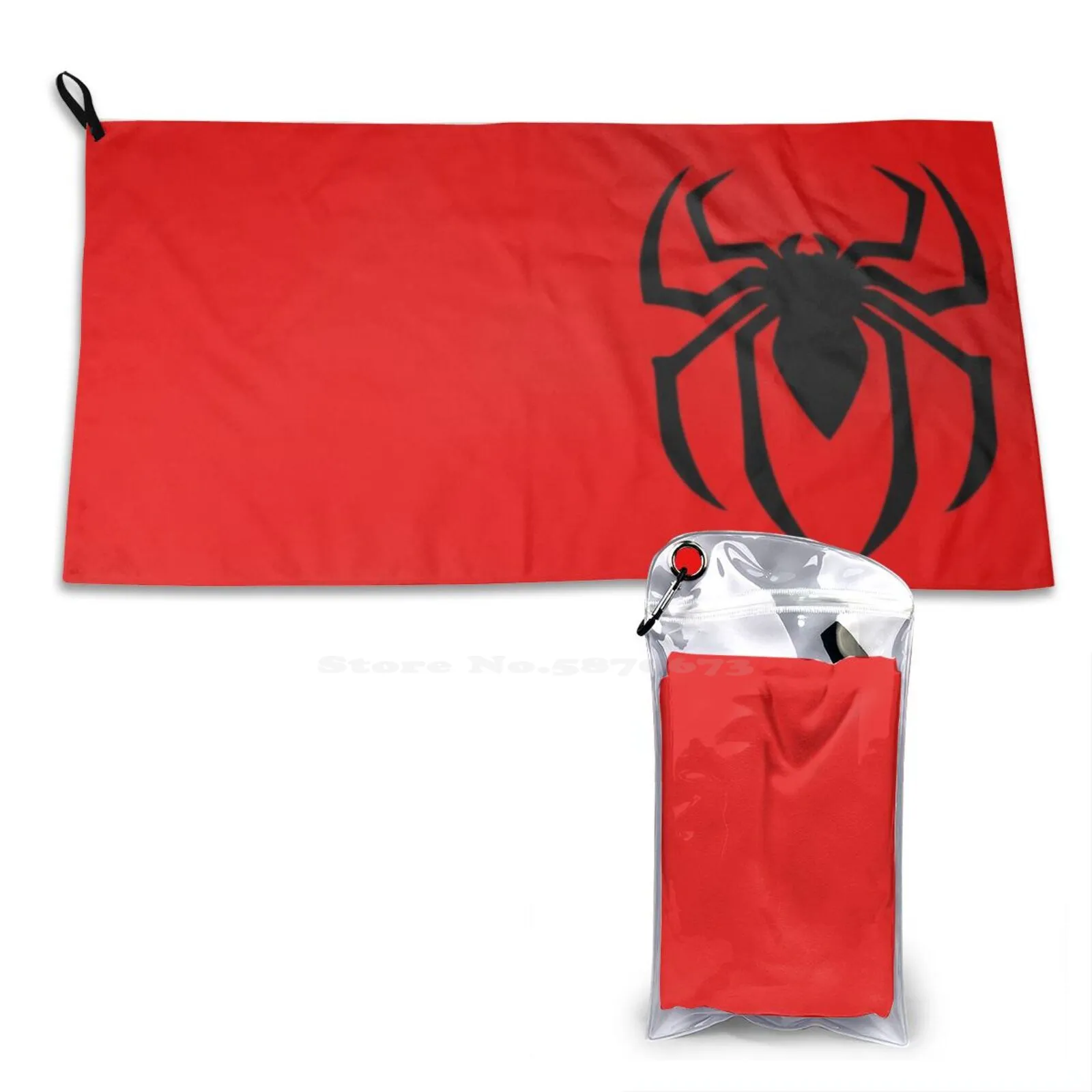 Spider Symbol Soft Comfortable Bath Towel Outdoor Spider Web Logo Superhero Arachnid Wall Crawler Insect Red Black Comics