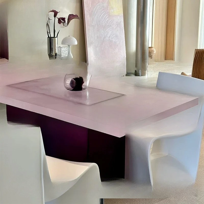 Acrylic purple pink matte dining household desk tea  integrated small apartment island rectangular dining