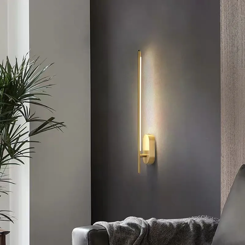 Minimalist Line Wall Lamp Nordic Minimalist Bedside Hotel Bedroom Lamp Straight Mirror Headlight Long Strip Lighting Fixture