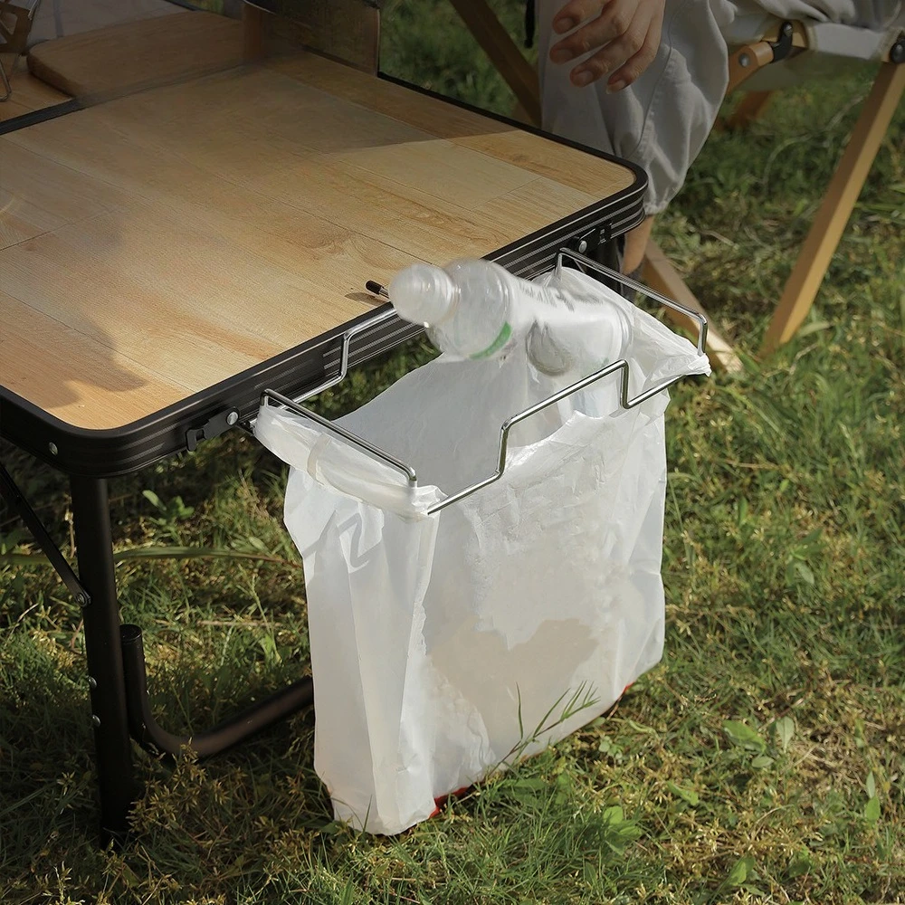 

Складной держатель для мусора из нержавеющей стали для кемпинга, портативная настольная подставка, уличная подставка для пикника, барбекю, экологически чистая стойка для мешков для мусора, мусорное ведро