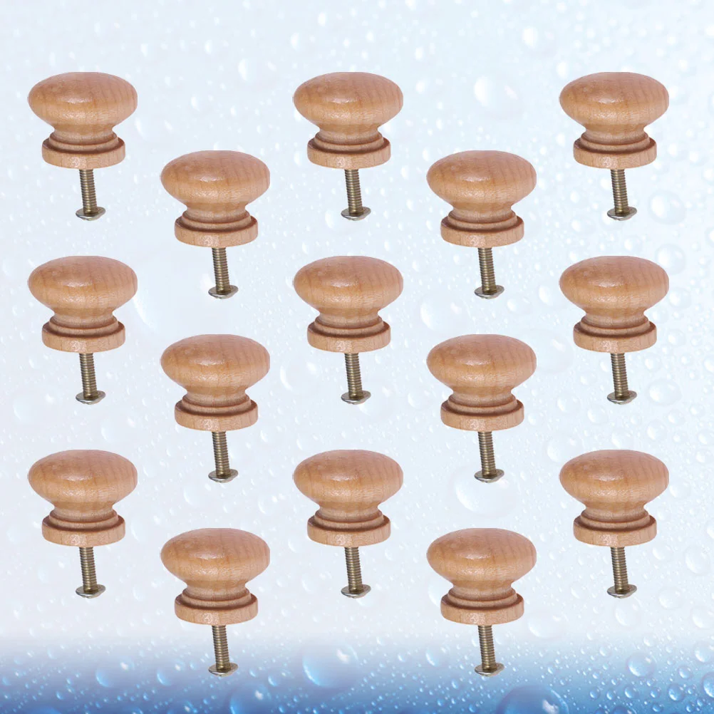 

15 Pcs Drawer Knobs Wooden Door Supplies Mushroom Pull Handle Tray Decor Cabinet Gold Handles