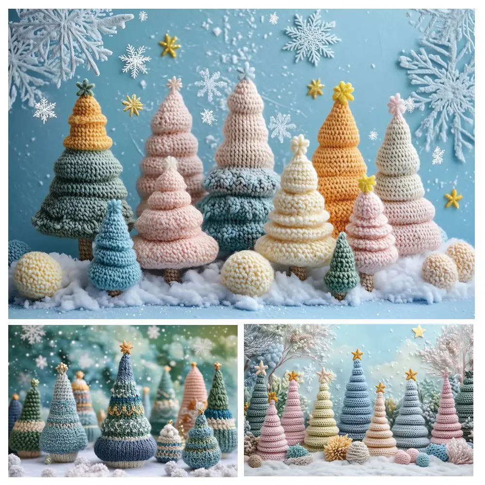 Snowflakes Pine Tree Backdrop Winter Christmas Decor Baby Kids Family Party Photography Background Banner Photo Studio Props